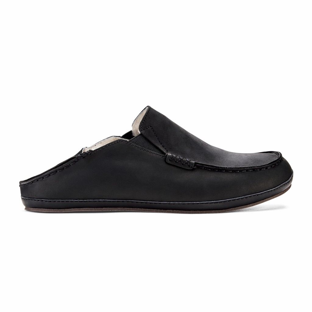 Zapatos Olukai Moloā Slipper - Pantuflas Hombre Negros 20358-724